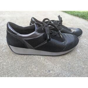 Ara Women's Fusion‎ 4 Lana Lace Up Sneaker Sz 9 Black Iron Combo Comfort Shoes
